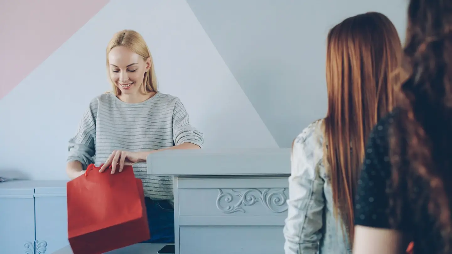 Retail Shopping Experience with Customers at Counter
